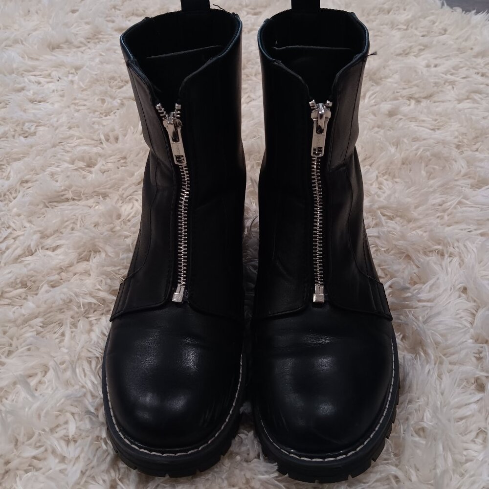 Womans black combat boots / Size 9 / Black - Picture 1 of 8